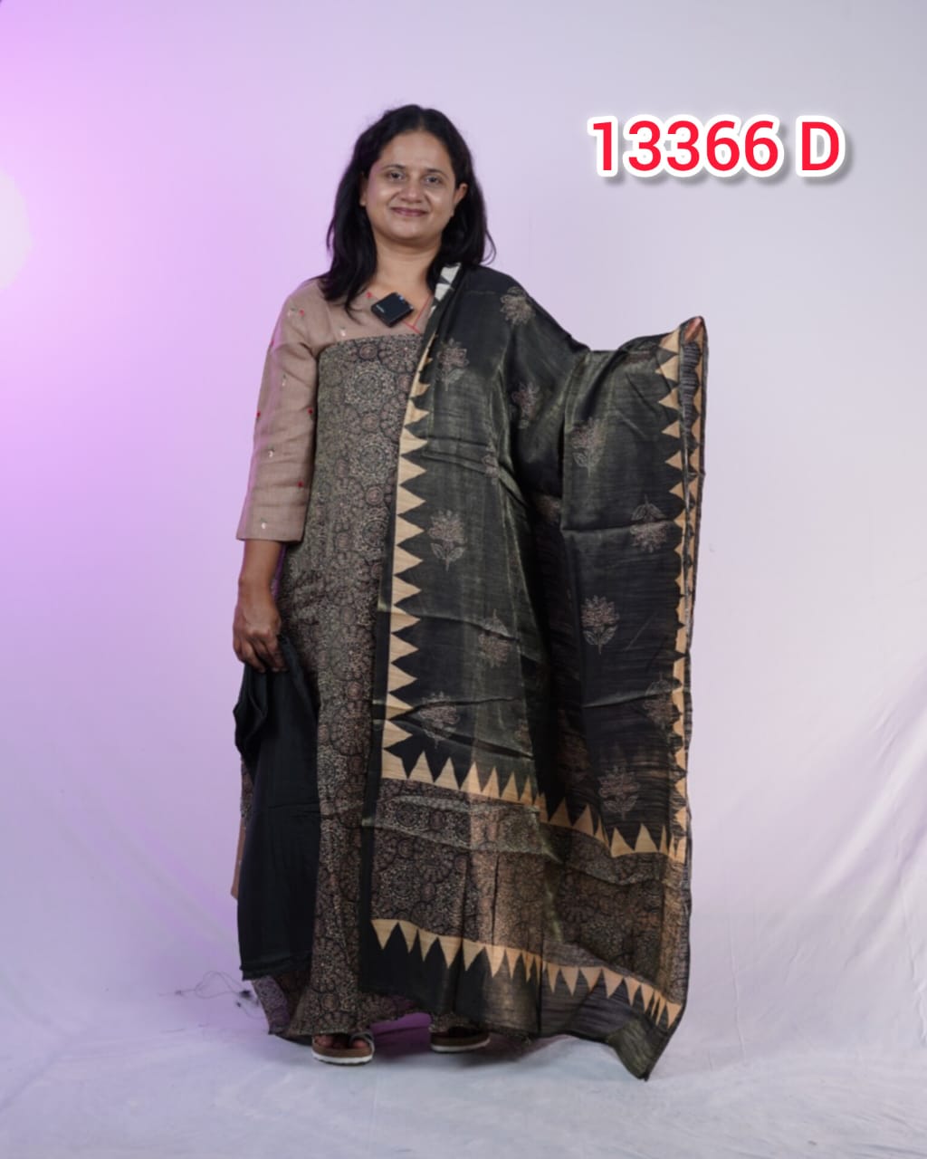 Crush Chanderi With Ajrakh Designs Unstitched salwar 13366