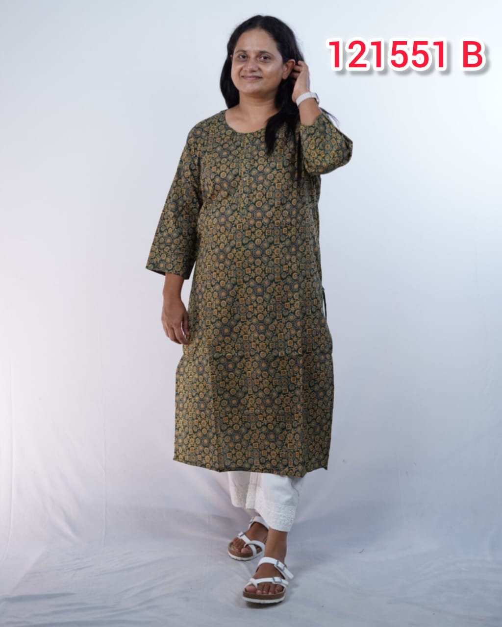 Cotton Ajrakh Kurthi Collectiions 121551