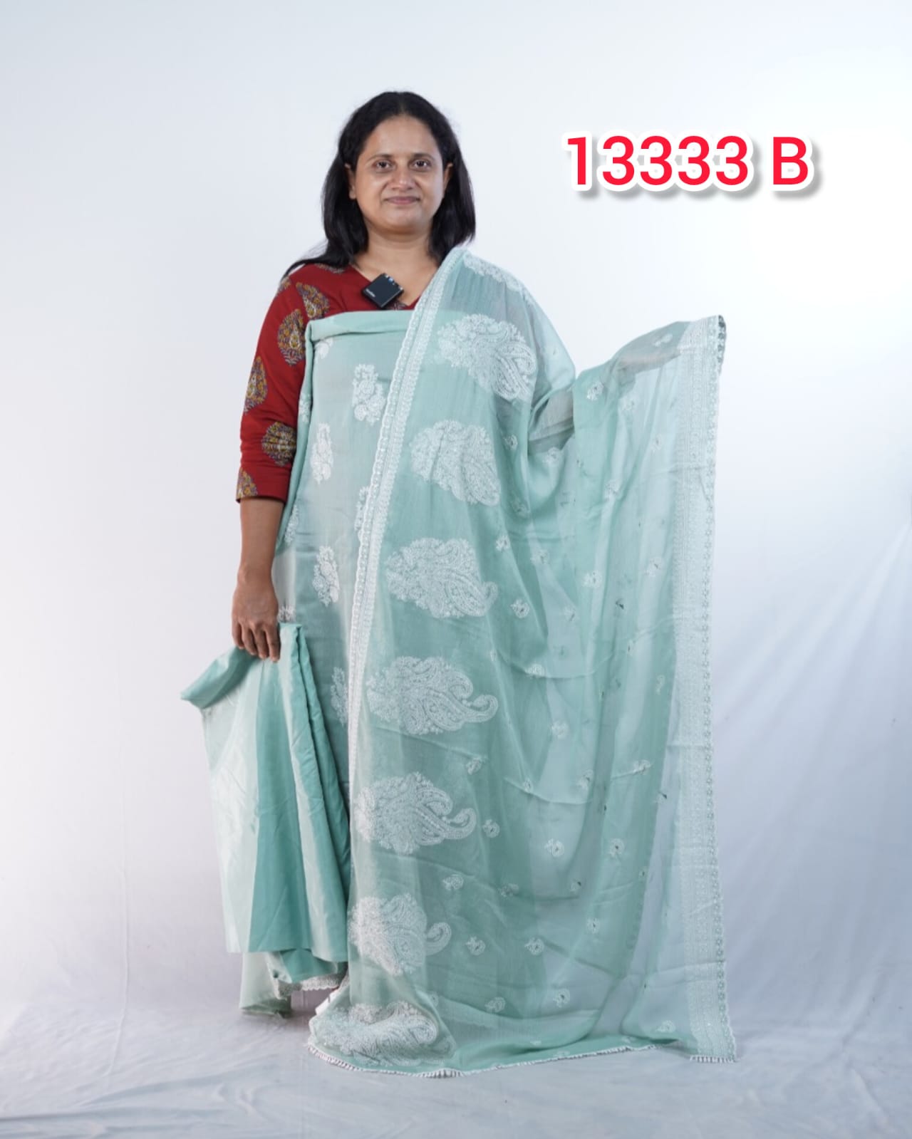 Chiffon Chikankari Work Unstitched Salwar Suit - 13333