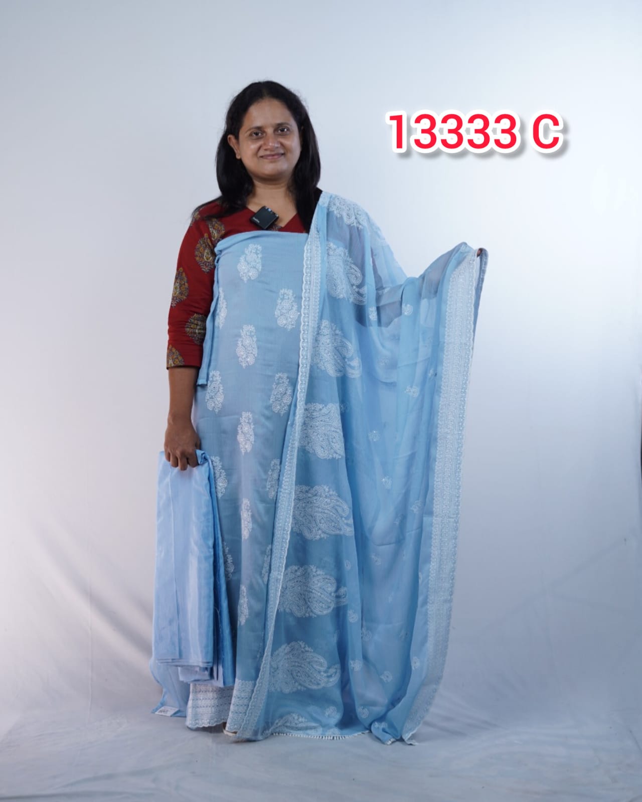Chiffon Chikankari Work Unstitched Salwar Suit - 13333