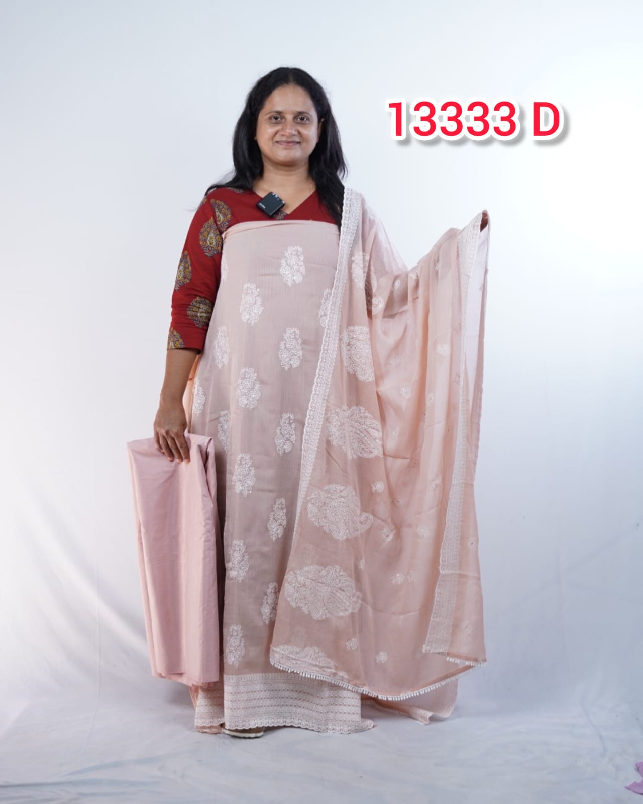 Chiffon Chikankari Work Unstitched Salwar Suit - 13333