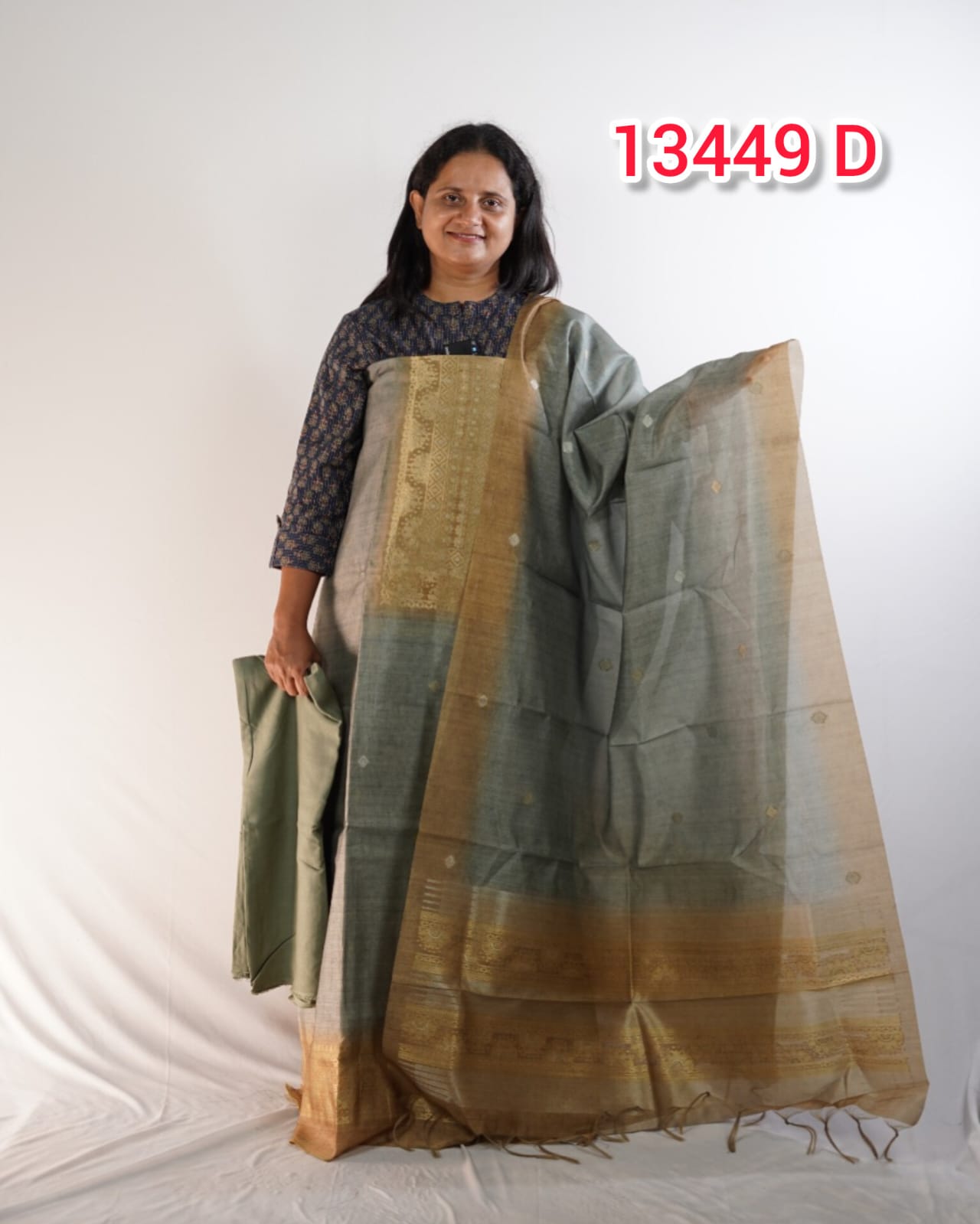 Semi Chandheri Unstitched Salwar Suits 13449