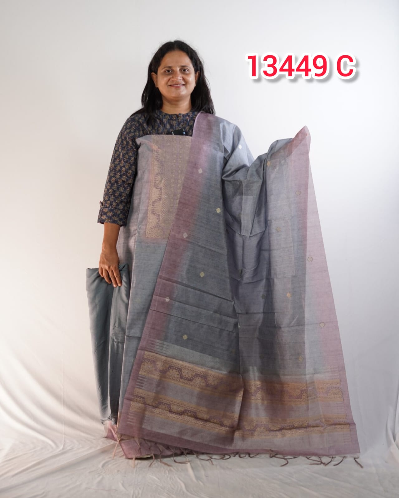 Semi Chandheri Unstitched Salwar Suits 13449