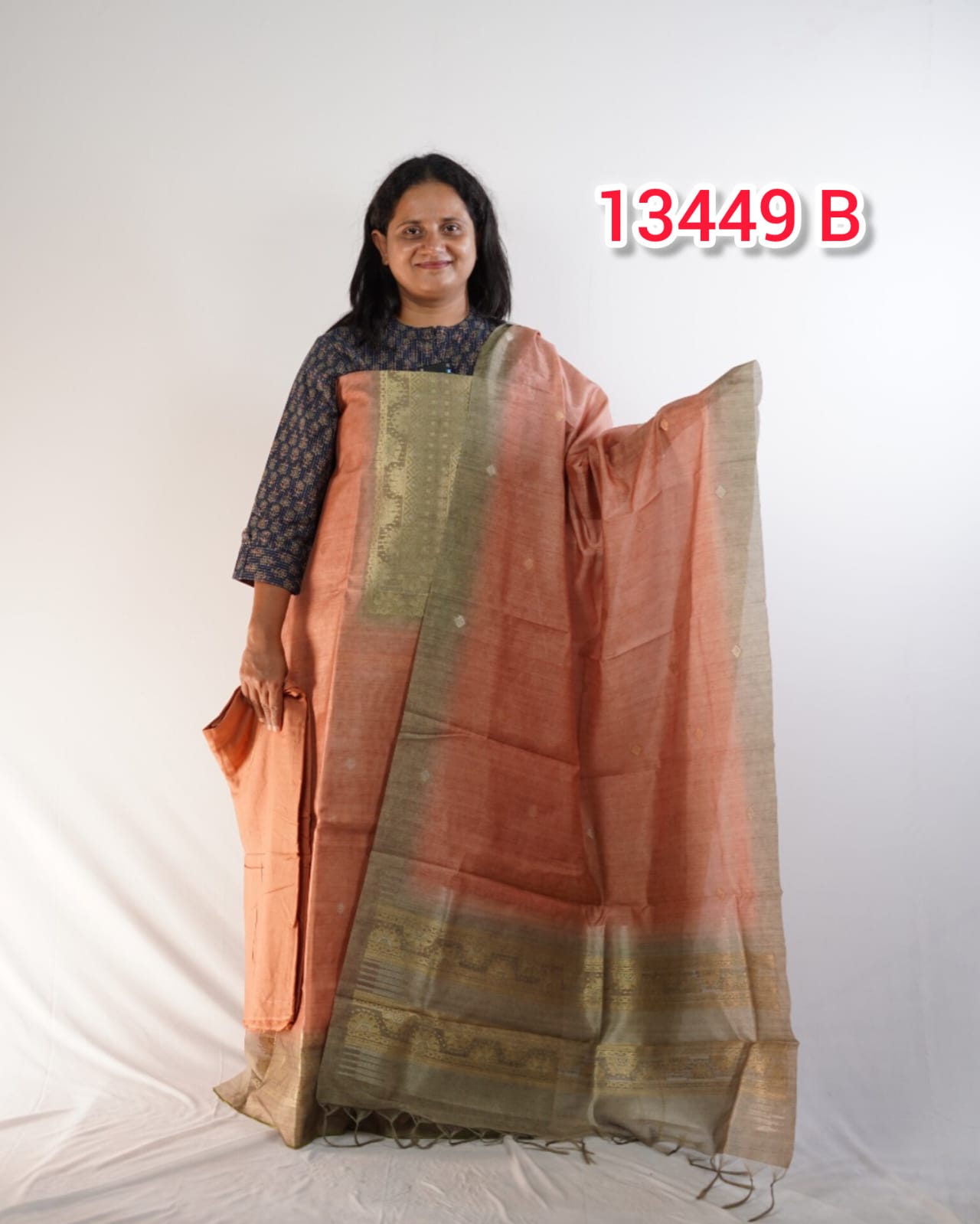 Semi Chandheri Unstitched Salwar Suits 13449