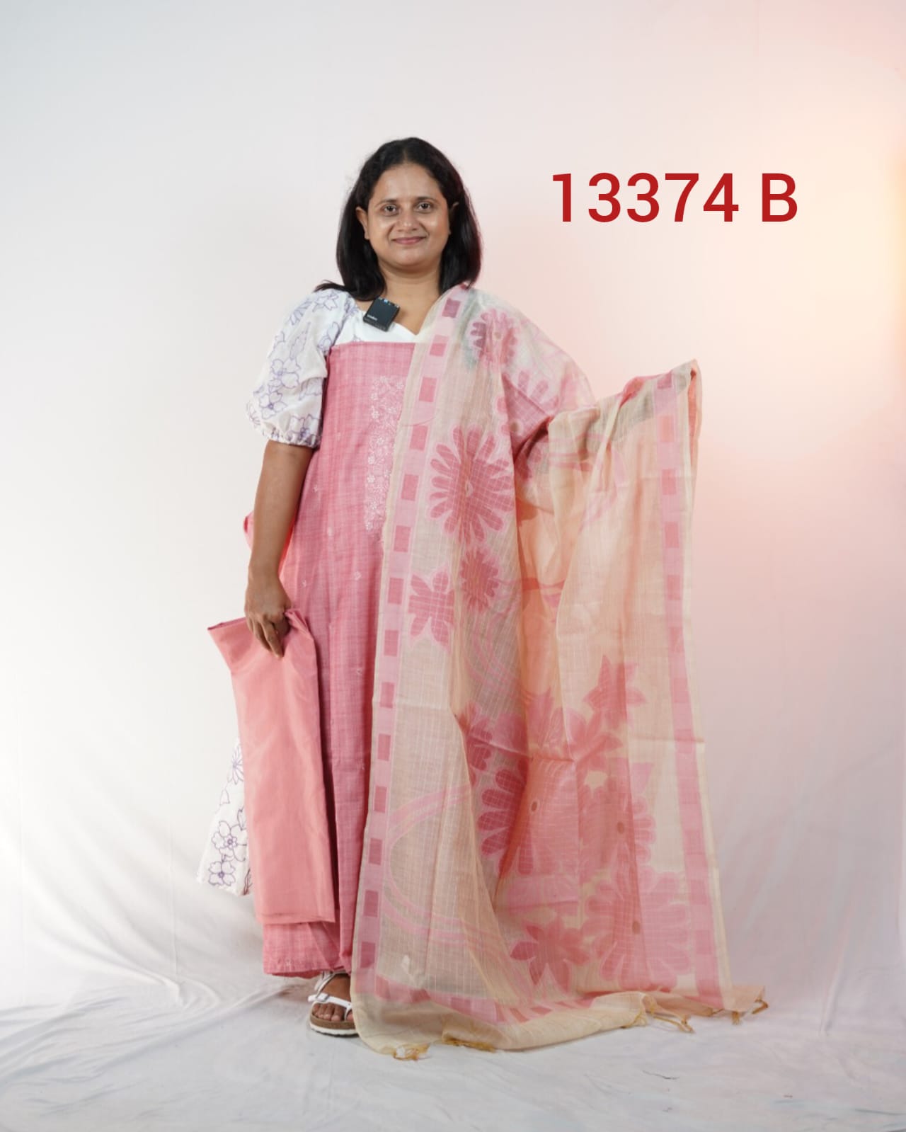 Semi Chandheri Unstitched Salwar suits 13374