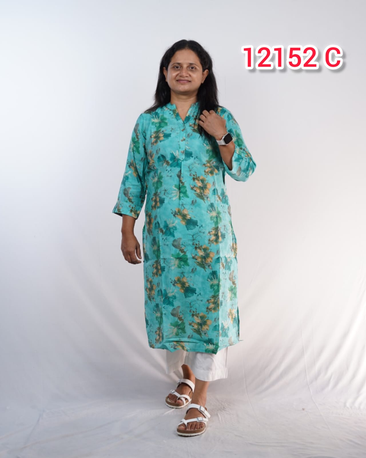 Muslin Silk fabric Kurthi collection 12152