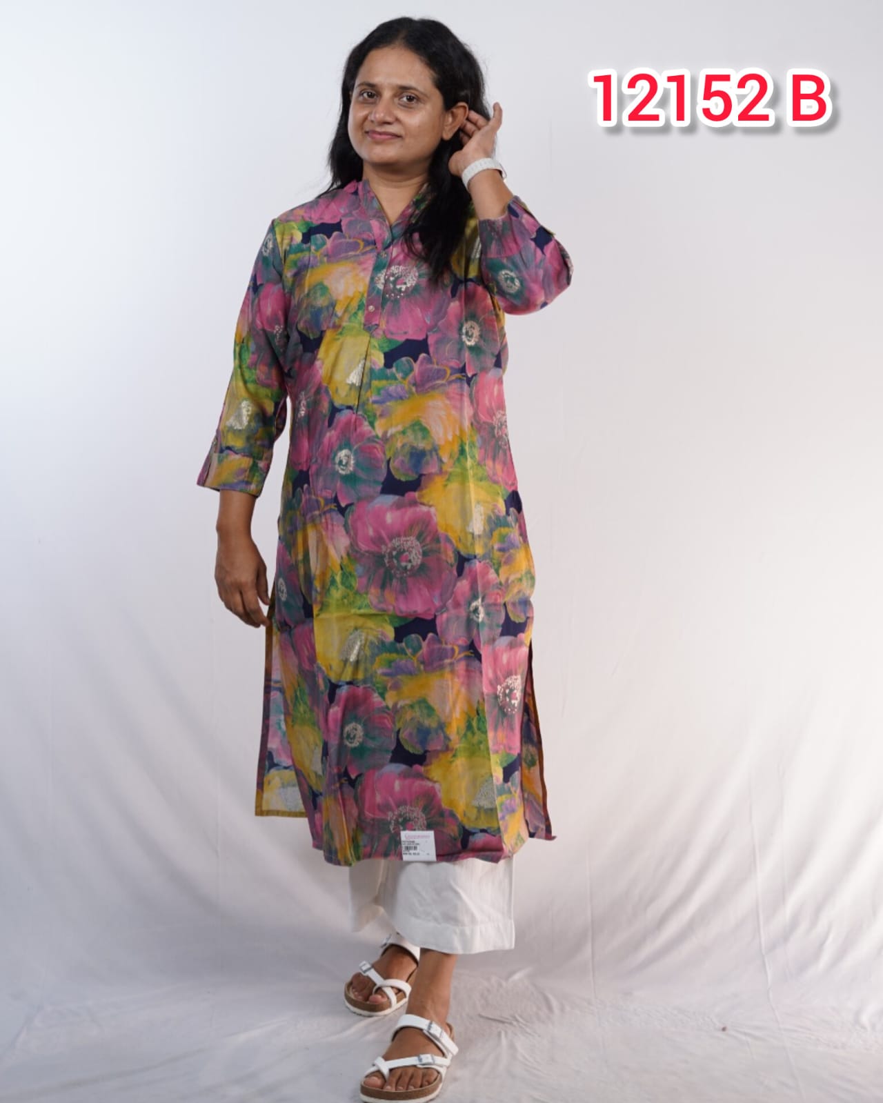 Muslin Silk fabric Kurthi collection 12152