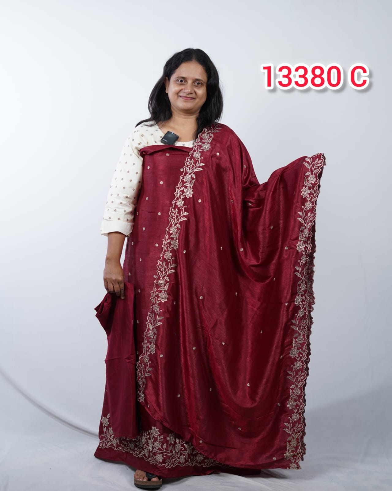 Semi Tussar Embroidery Undtitched Salwar Suits 13380