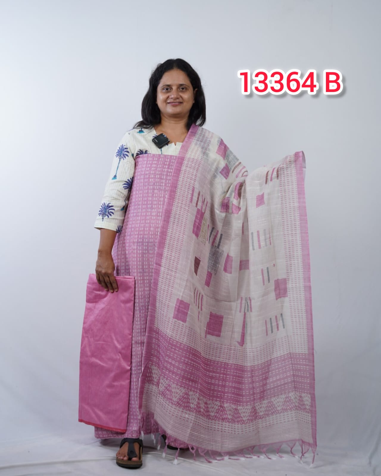 Semi Chandheri Unstitched Salwar suits 13364