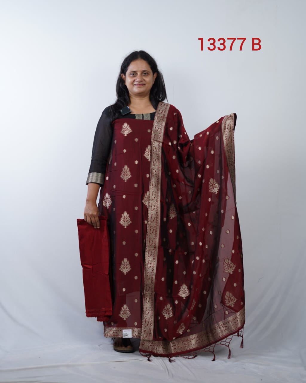 Semi Silk With Banarassi Weaving Buta Unstitched Salwar Suits 13377