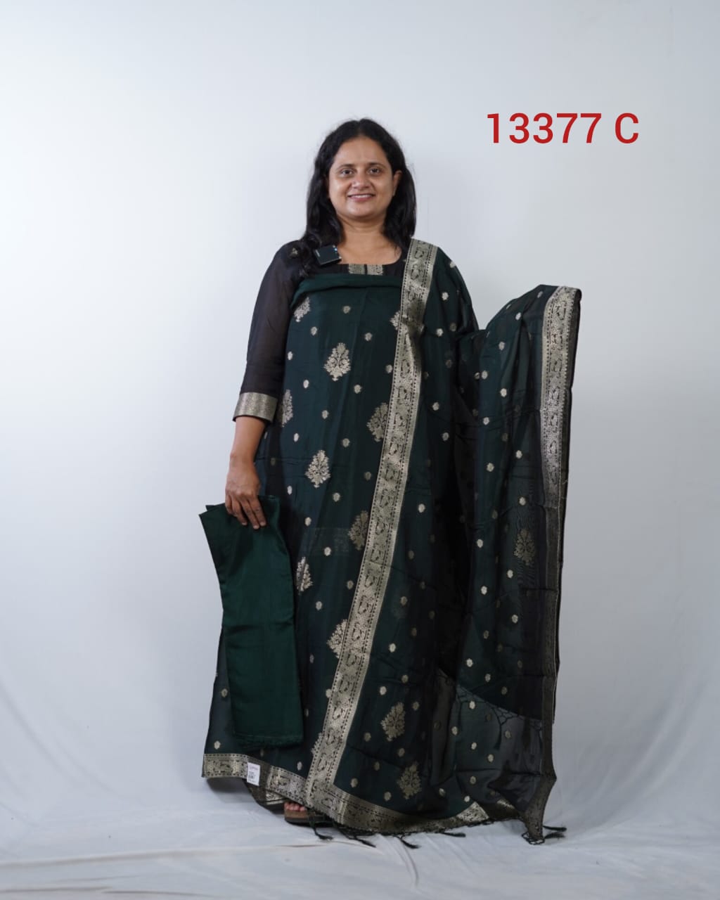 Semi Silk With Banarassi Weaving Buta Unstitched Salwar Suits 13377