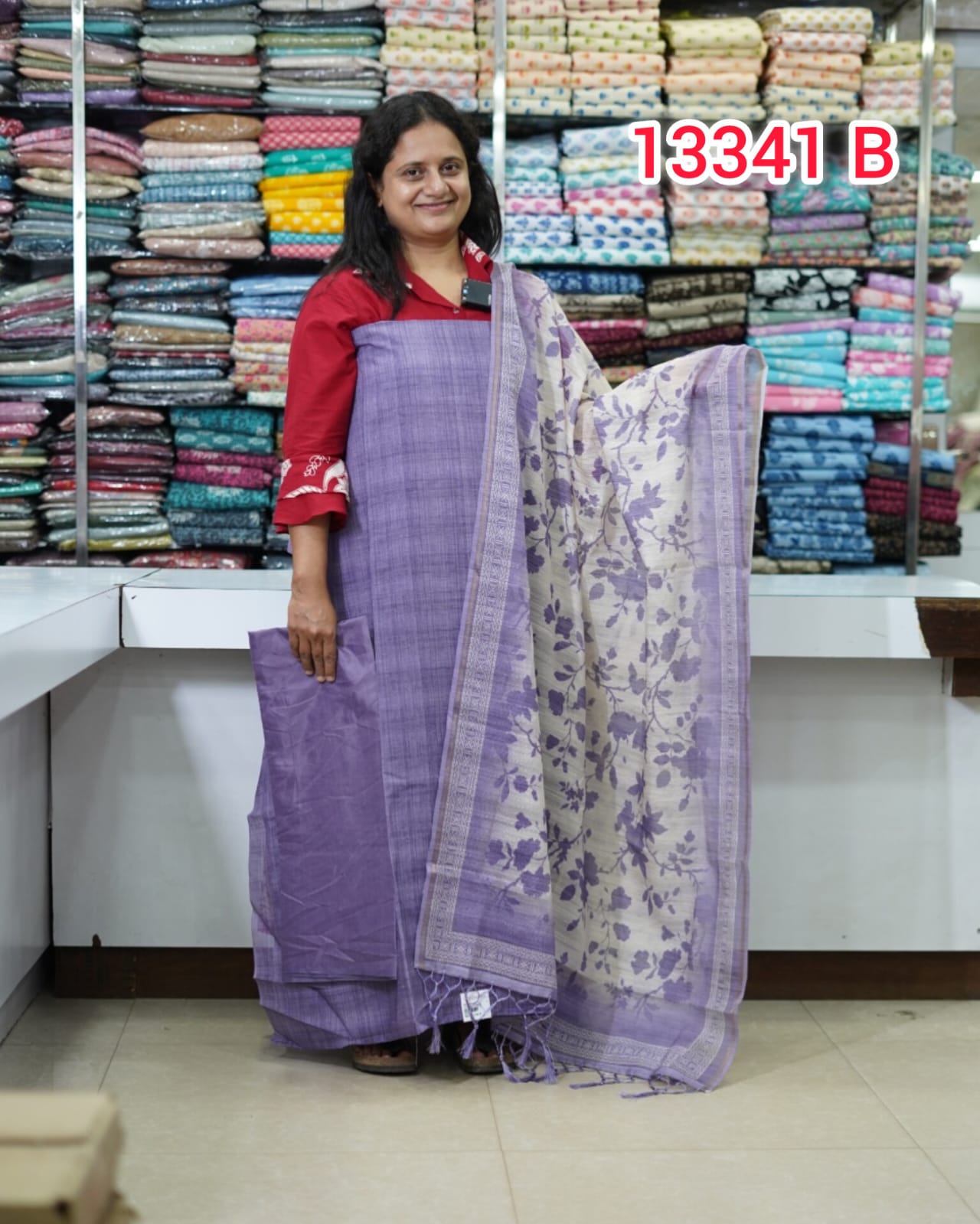 SemiChandheri Unstitched Salwar Suits 13341