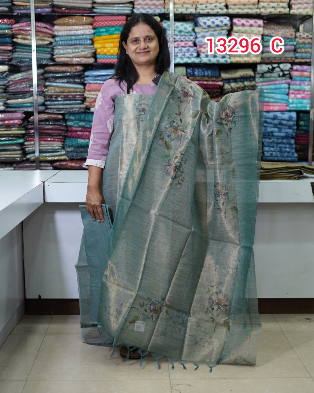 Tissue Chandheri Unstitched Salwar Suits 13296