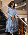 Indigo Blue Anarkali 3-Piece Set with Dupatta – Elegant Ethnic Wear