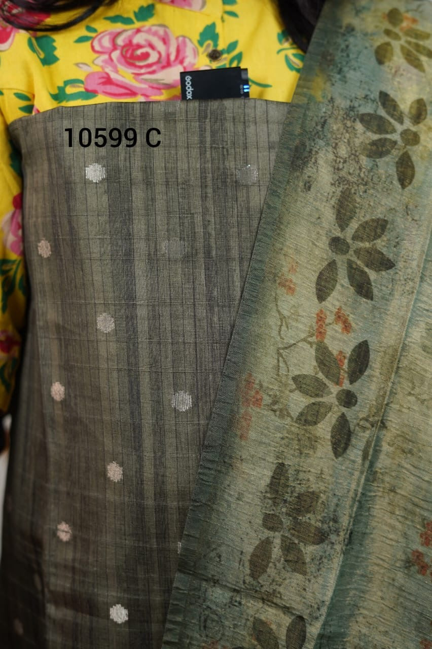 Semi tussar silk unstitched salwar suits 10599