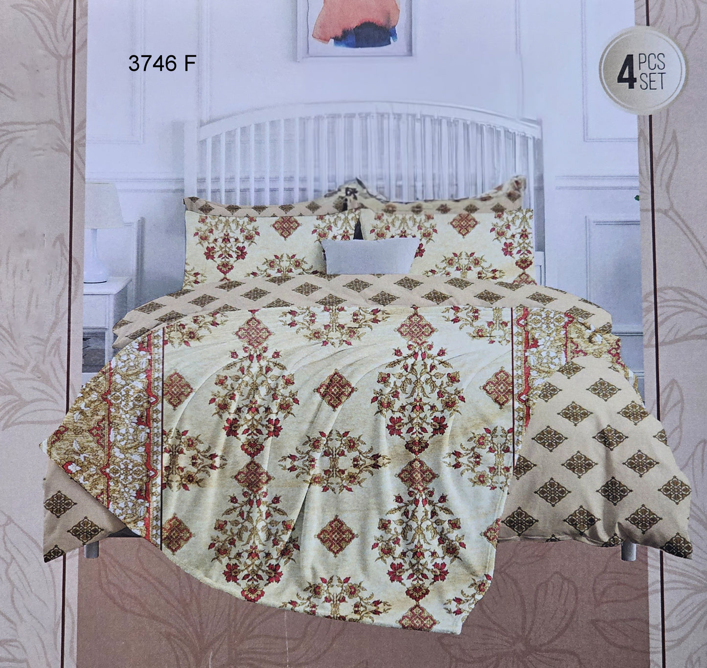 100% Cotton Exotic 4pcs Dohar Set  | Code:3746