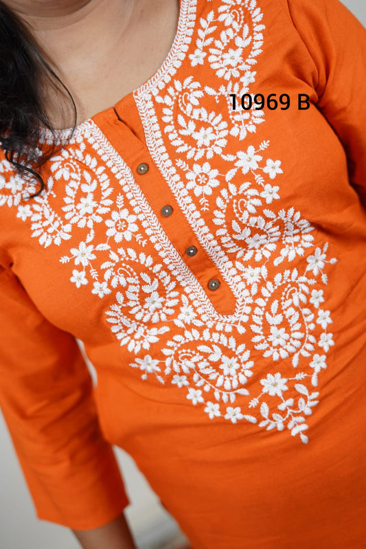 Rayon embroidery kurthi 10969