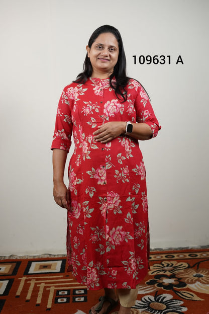 Flax cotton kurthi 109631