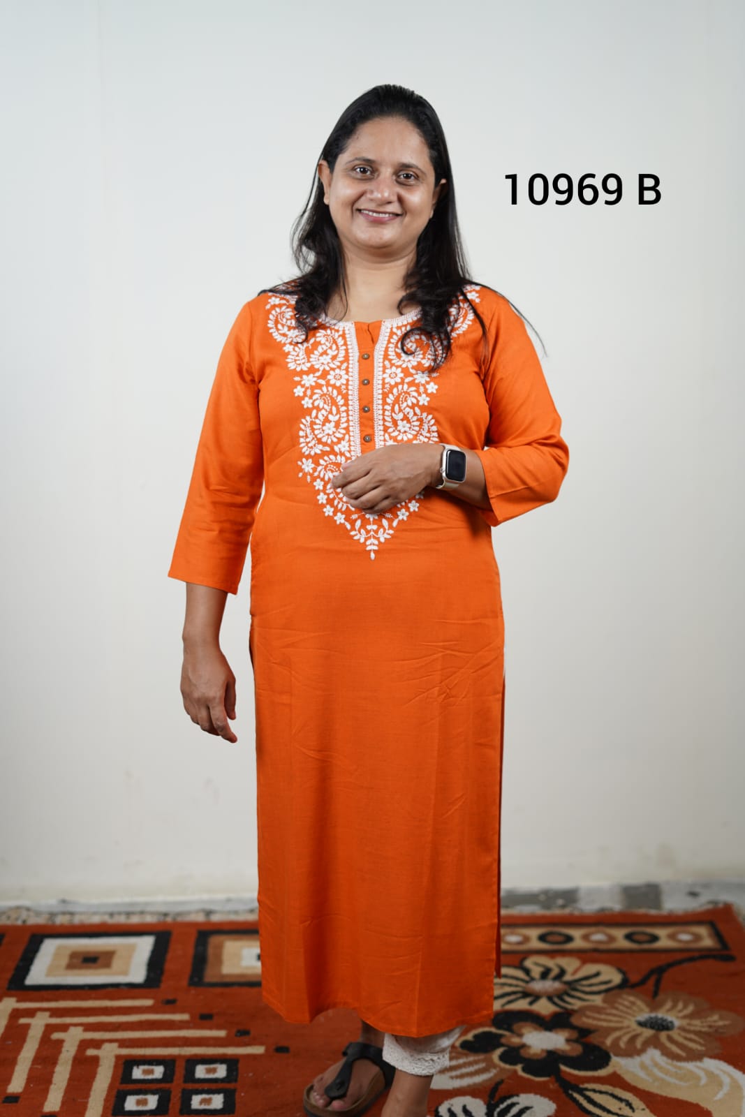 Rayon embroidery kurthi 10969