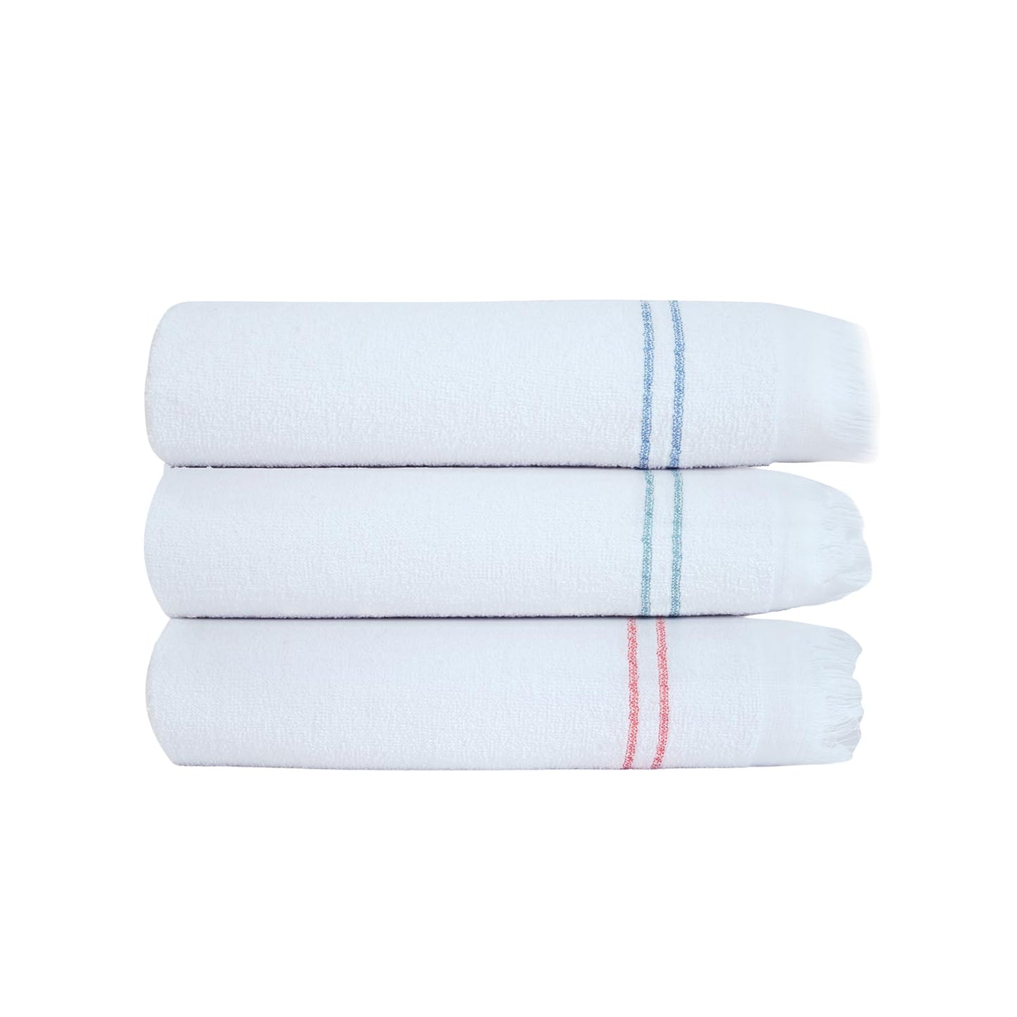 Prime Club Express Dry Cotton Terry Bath Towel - Super Absorbent, Multipurpose for Bath Towel, Hair Towel, Baby, Gym, Travel - 100% Long Staple Cotton, White with Colored Border Code:3779