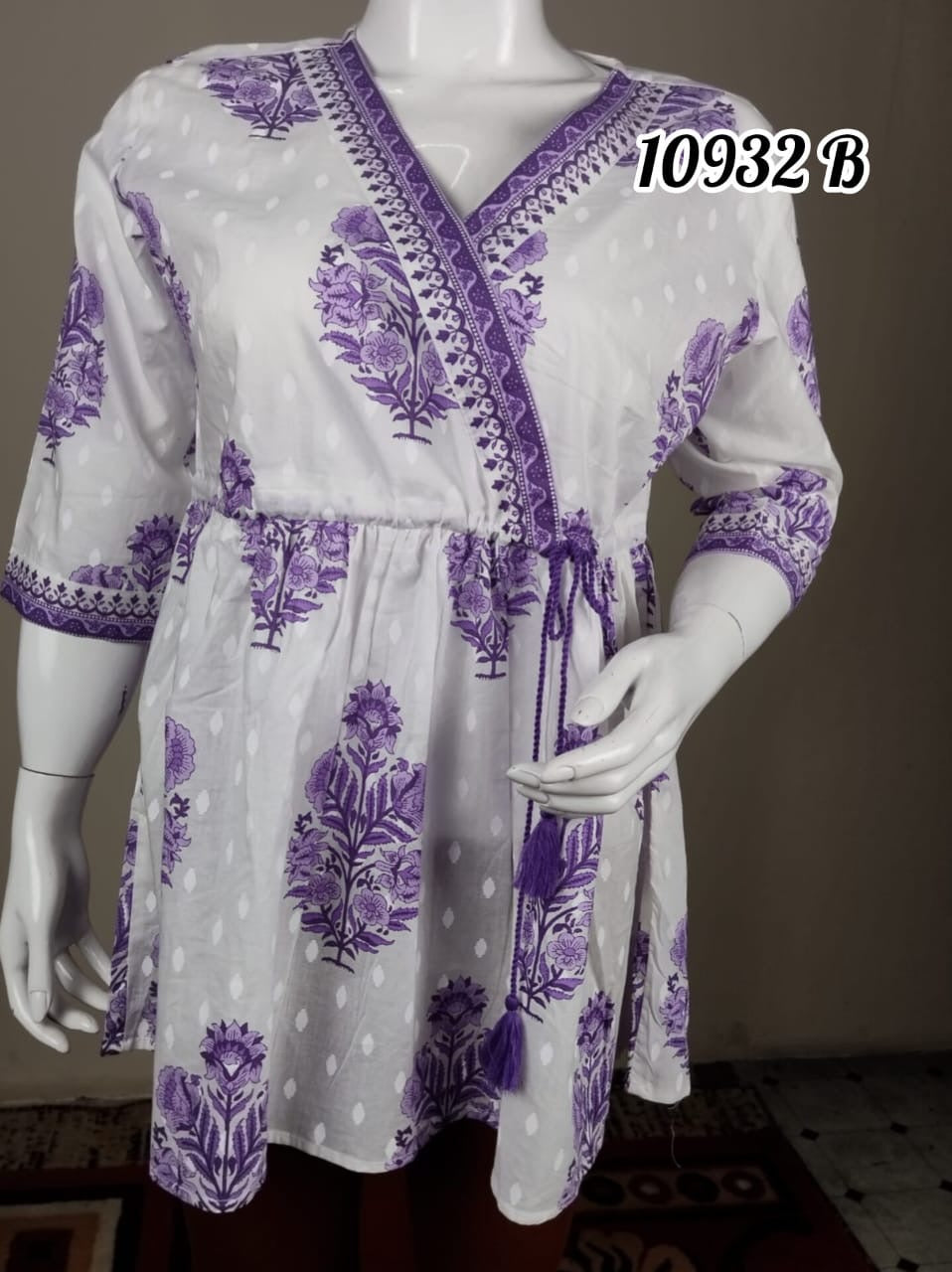 Cotton printed short top kurthi 10932