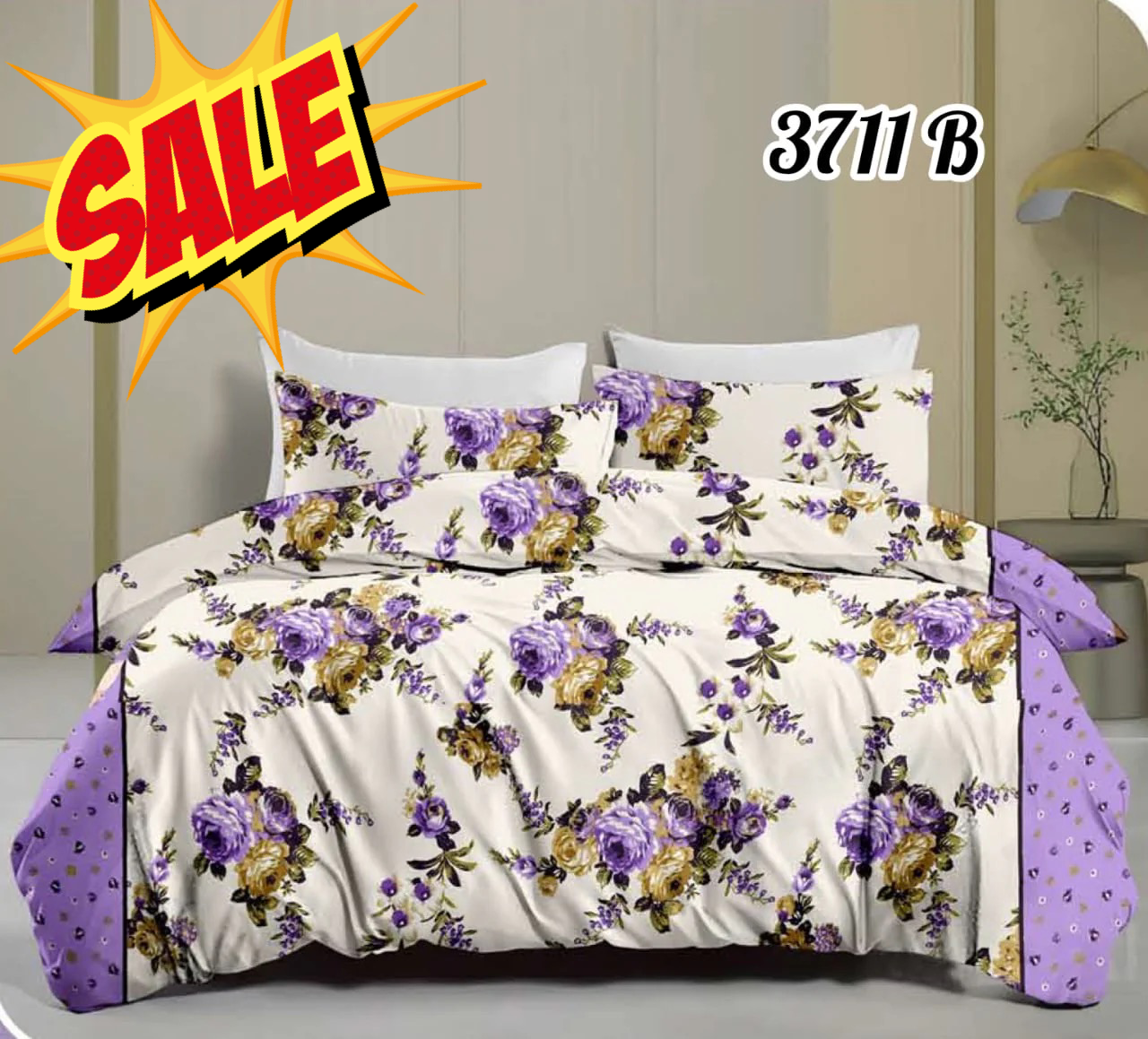 Pure Cotton Double Bedsheet |2.24m X 2.50m | 3711