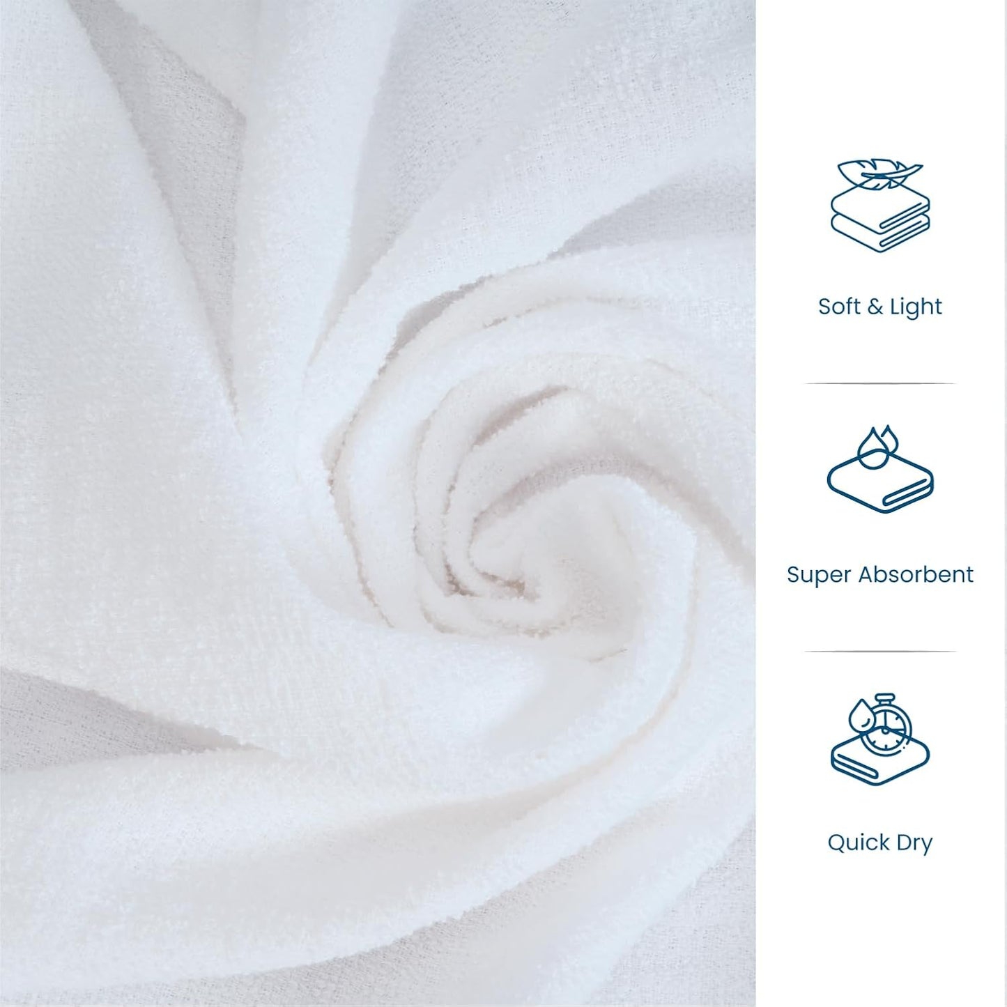 Prime Club Express Dry Cotton Terry Bath Towel - Super Absorbent, Multipurpose for Bath Towel, Hair Towel, Baby, Gym, Travel - 100% Long Staple Cotton, White with Colored Border Code:3779