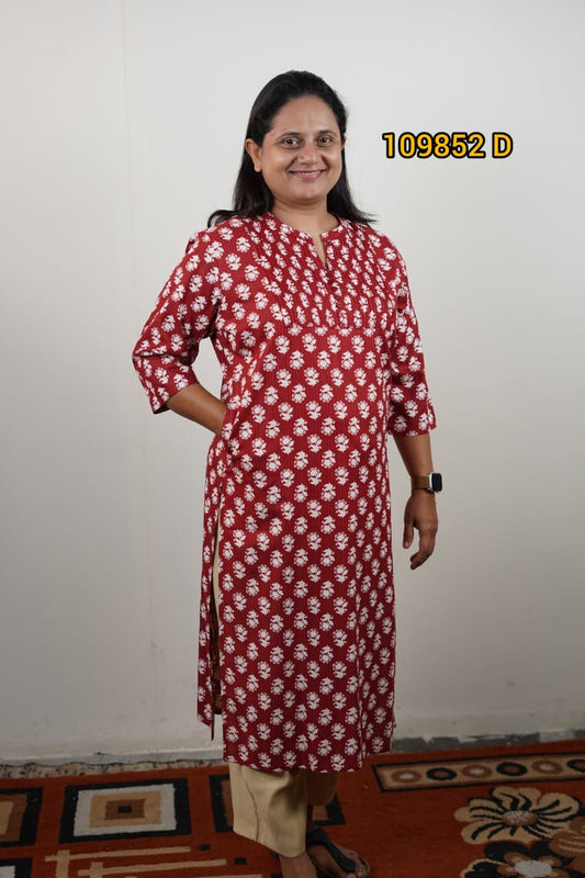 Printed rayon kurthi collections 109852