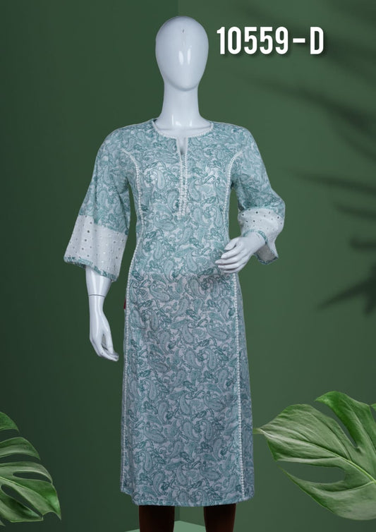 Cotton kurthi with shifli lace 10559