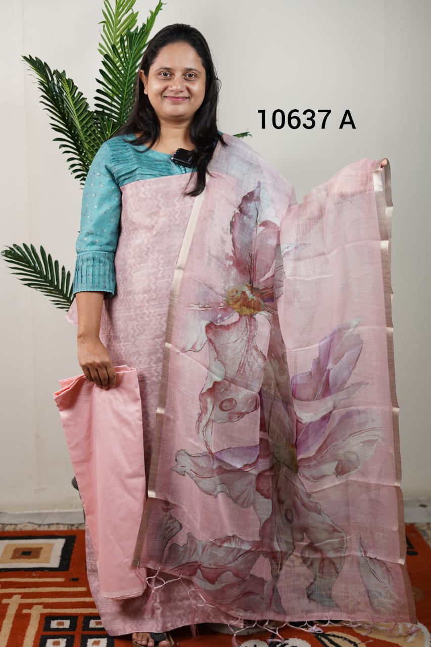 Linen unstitched salwar suits 10637