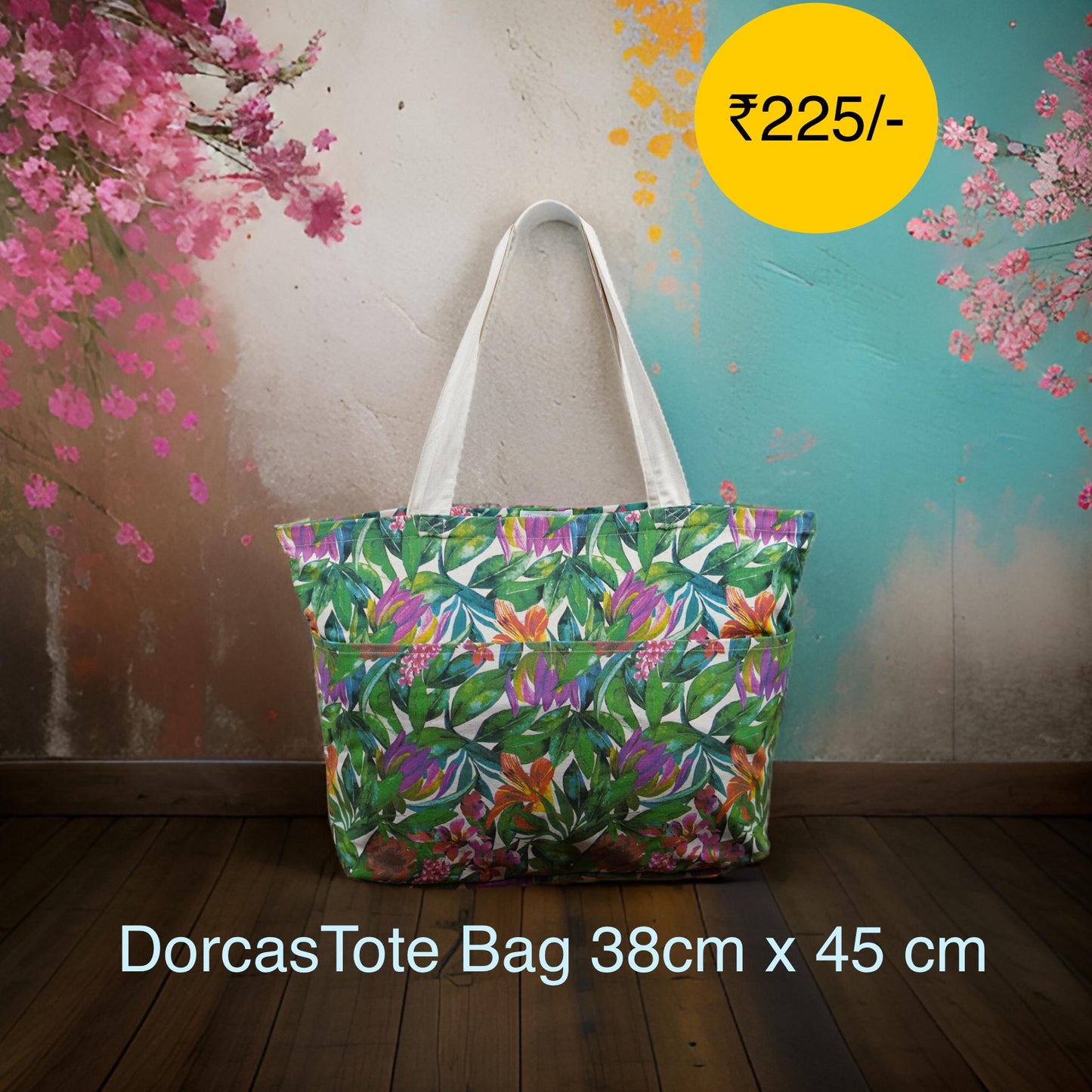 Dorcas Tote Bag with zip & Cotton Bags for Women,Office & travel tote bag | 76593