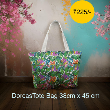 Dorcas Tote Bag with zip & Cotton Bags for Women,Office & travel tote bag | 76593