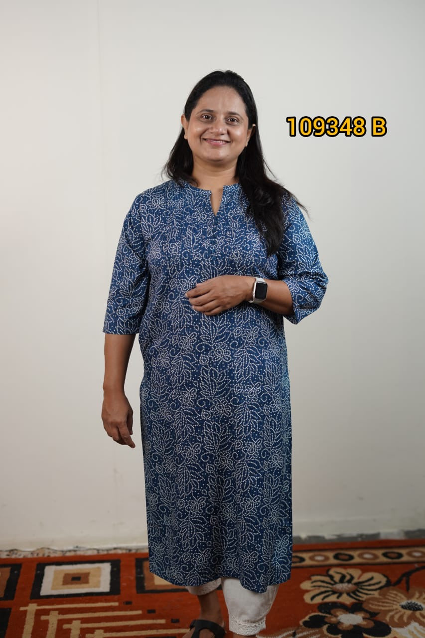 Rayon bandhni print daily wear kurthi 109348