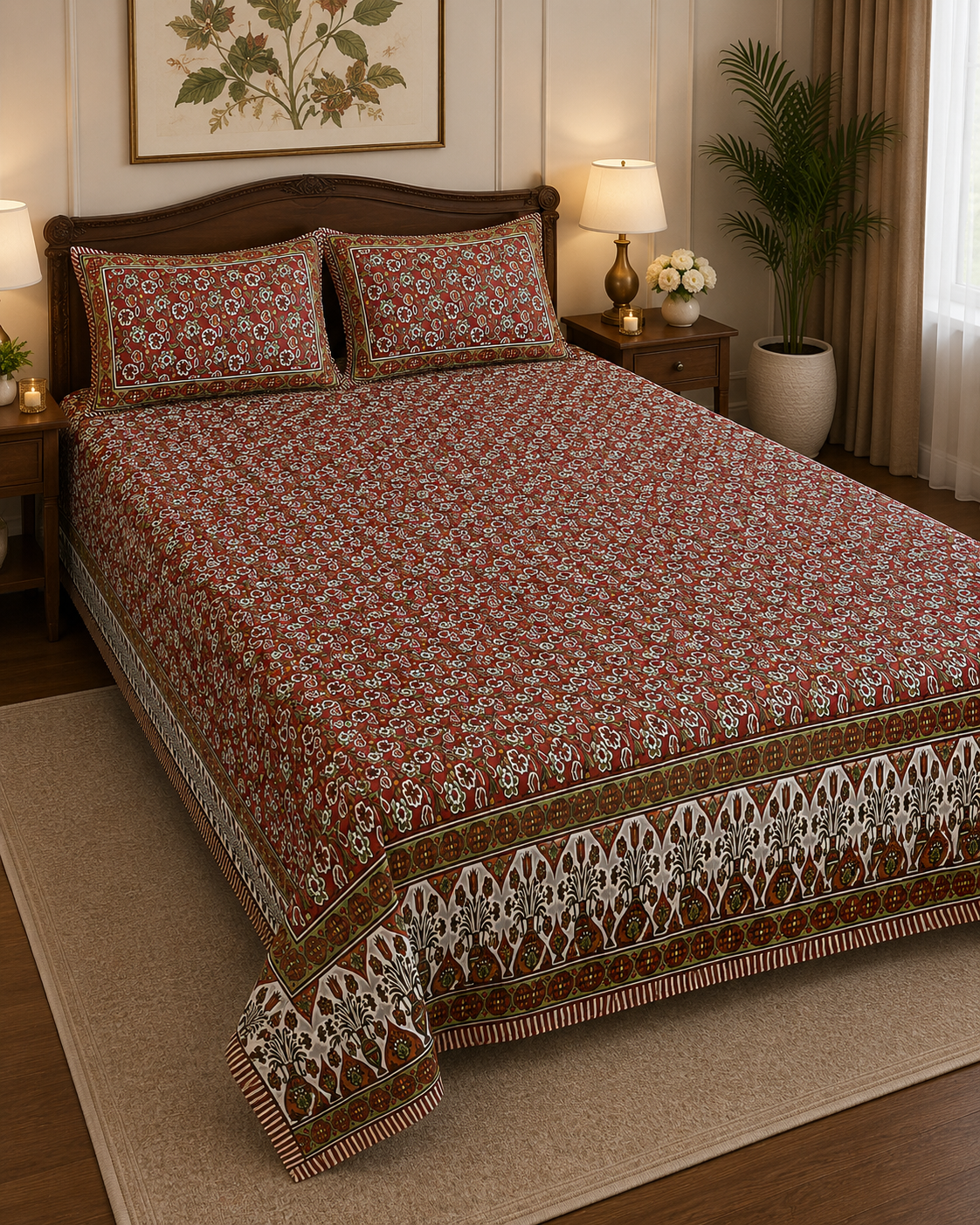 Jaipur Cotton Double Cot Bedsheet | 4234