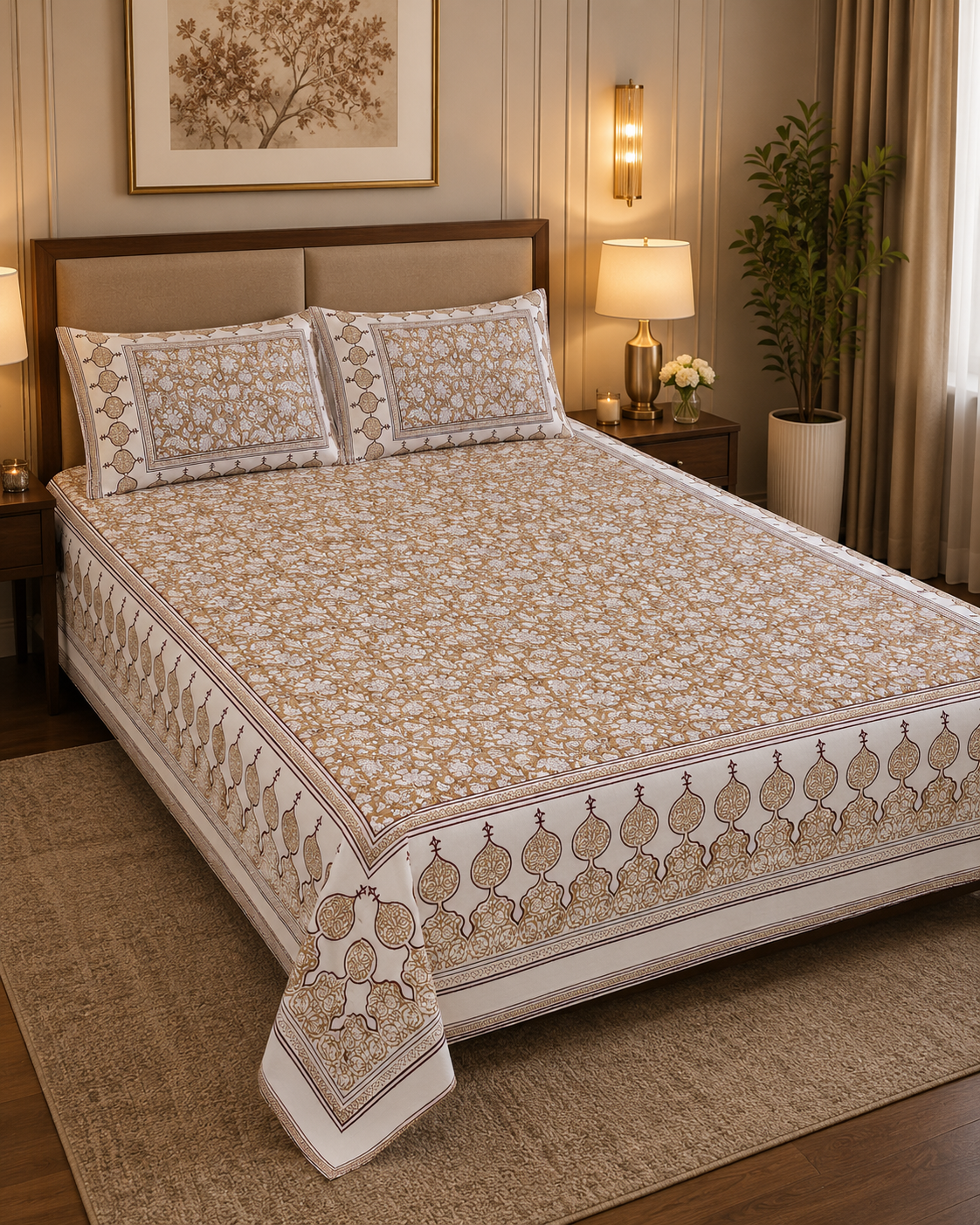 Jaipur Cotton Double Cot Bedsheet | 4236