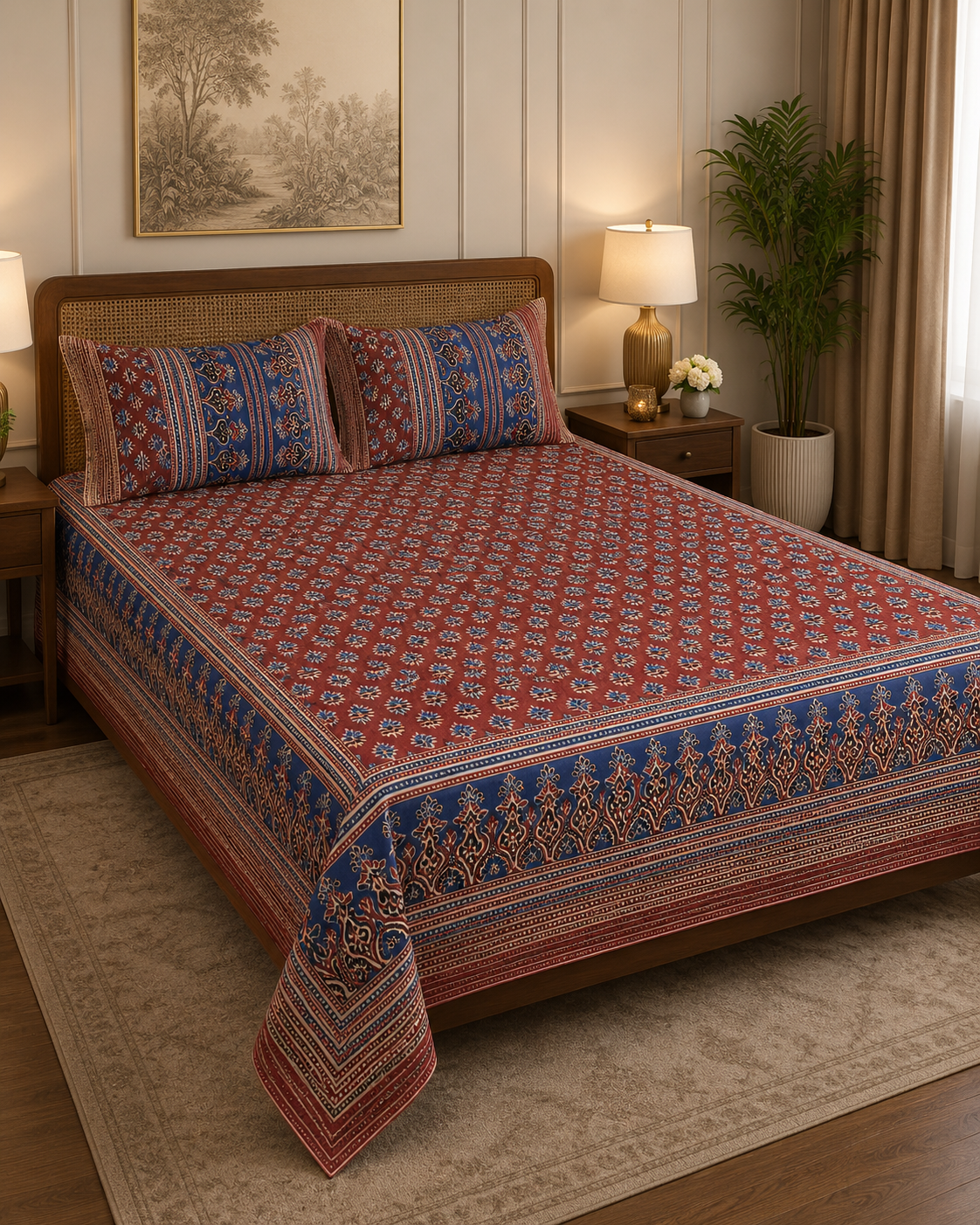 Jaipur Cotton Double Cot Bedsheet | 4235
