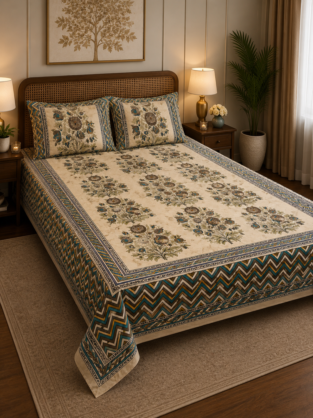 Jaipur Cotton Double Cot Bedsheet | 4116