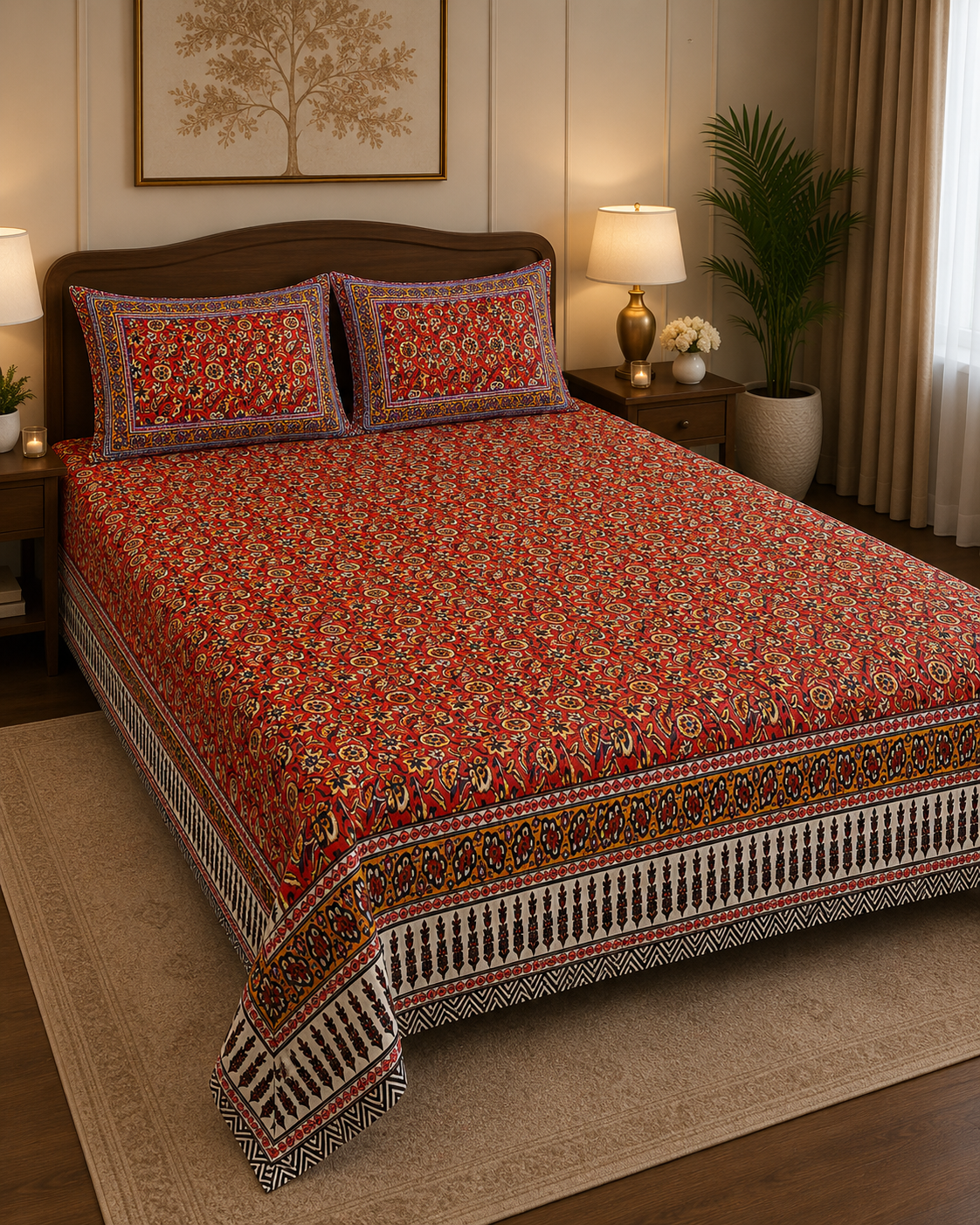 Jaipur Cotton Double Cot Bedsheet | 4234