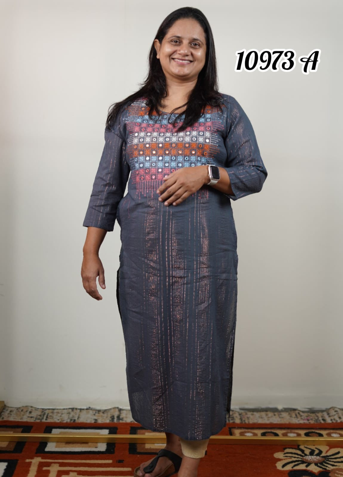 Cotton lurex daily wear kurthi 10973