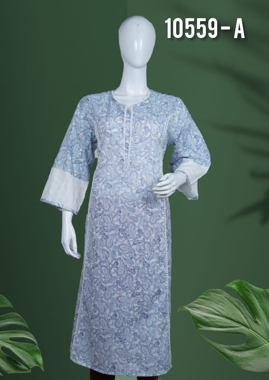 Cotton kurthi with shifli lace 10559