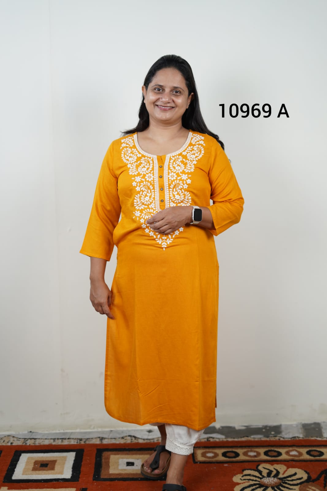 Rayon embroidery kurthi 10969