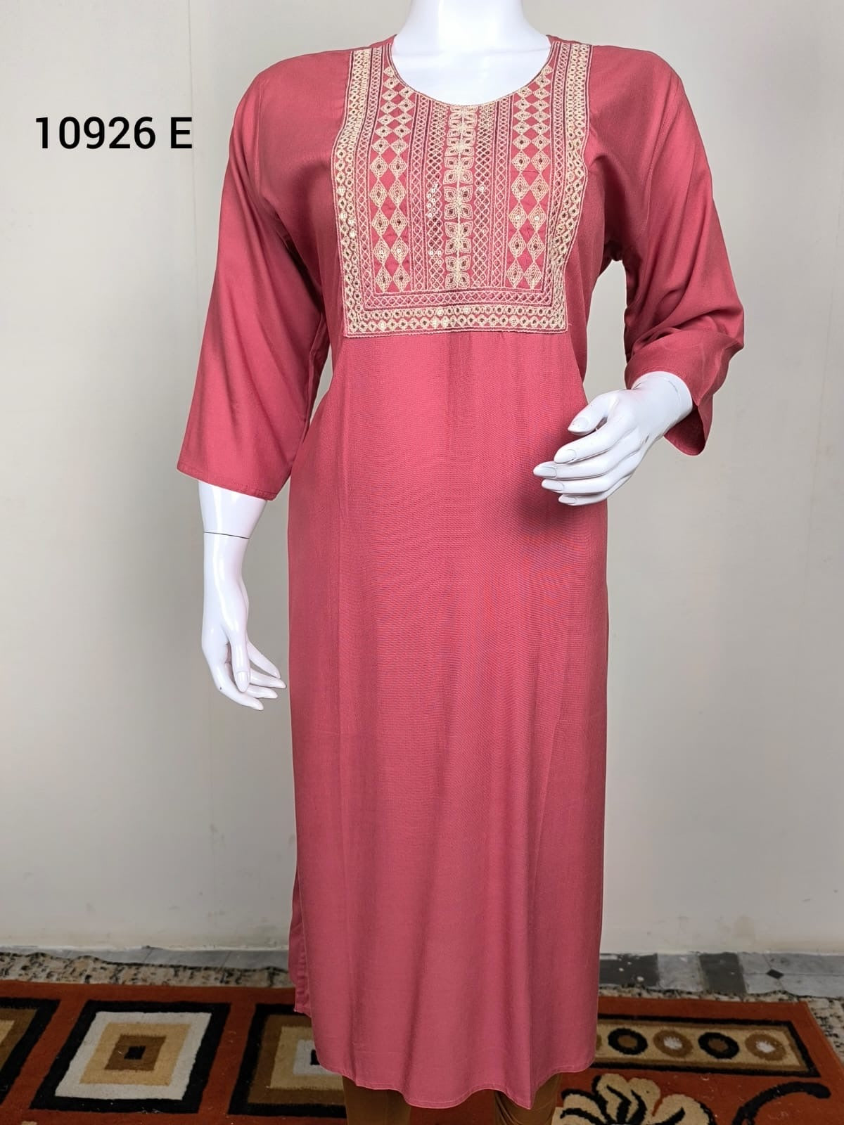 Rayon embroidery kurthi
 10926