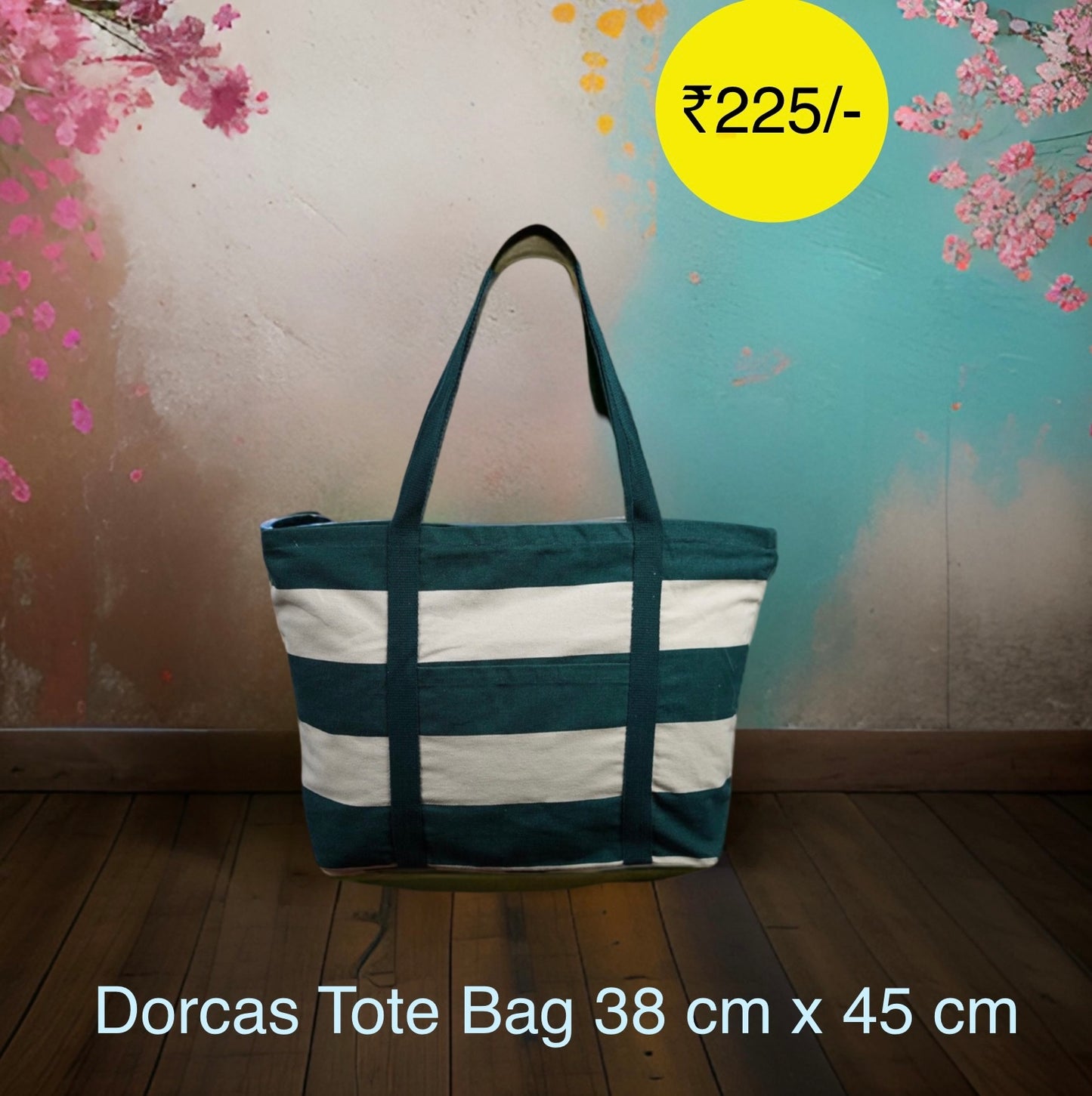 Dorcas Tote Bag with zip & Cotton Bags for Women,Office & travel tote bag | 76593