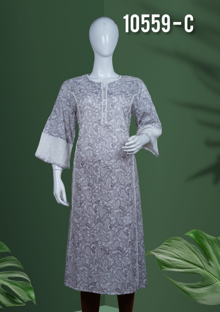 Cotton kurthi with shifli lace 10559