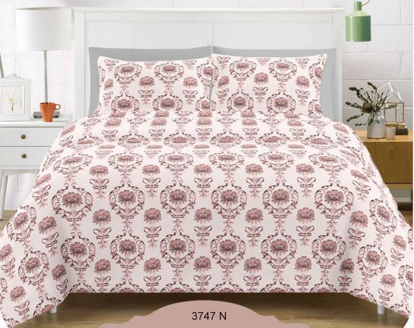 100 % Cotton King size Bedsheet 2.74 * 2.74 mtr (1+2) |400TC| Code 3747