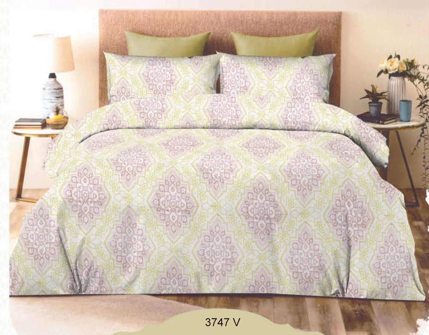 100 % Cotton King size Bedsheet 2.74 * 2.74 mtr (1+2) |400TC| Code 3747