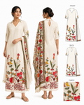 3-Piece Unstitched Salwar Set | Biege