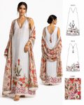 3-Piece Unstitched Salwar Set | White