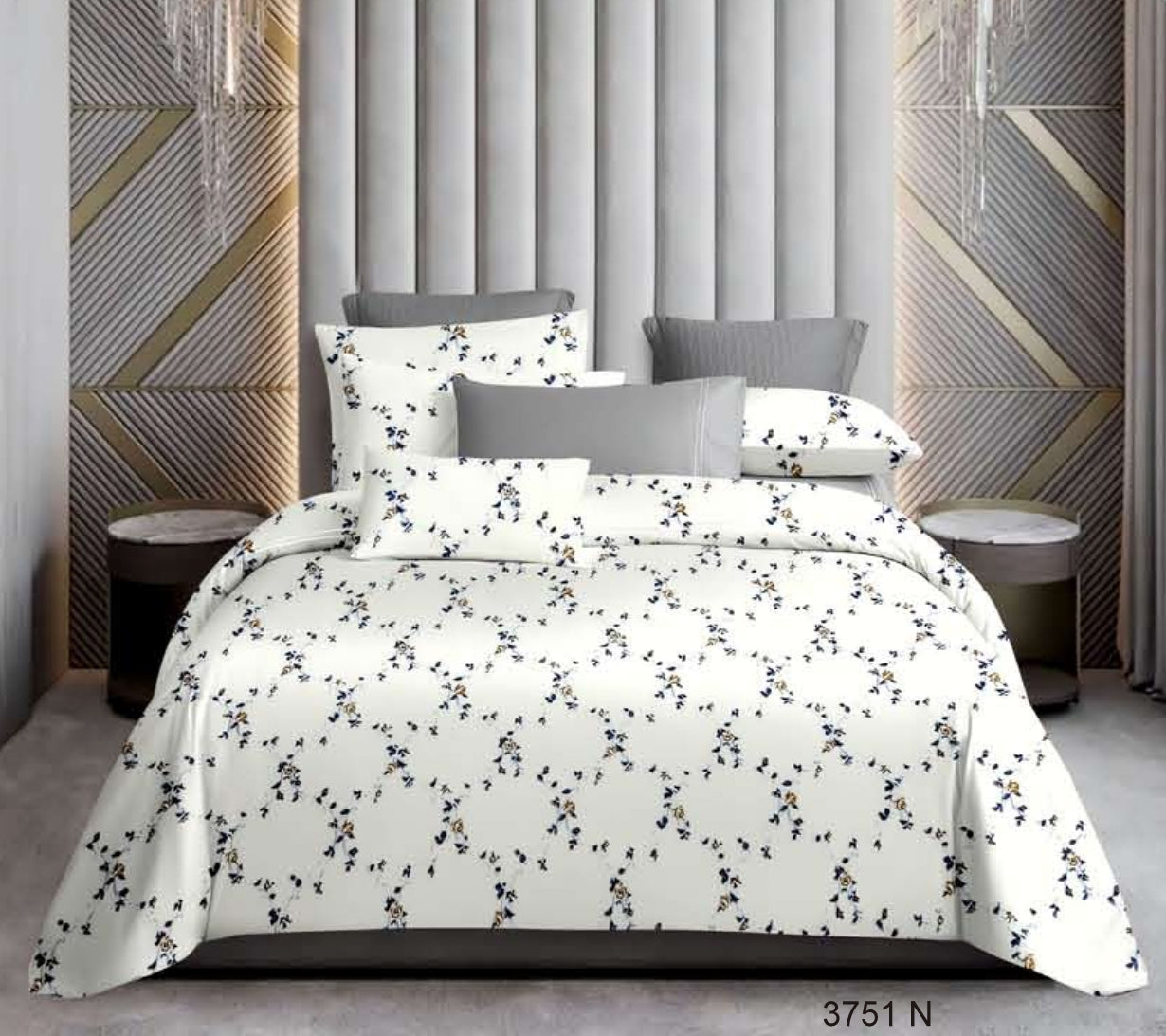 100 % Cotton King size Bedsheet 2.74 * 2.74 mtr (1+2) Code 3751