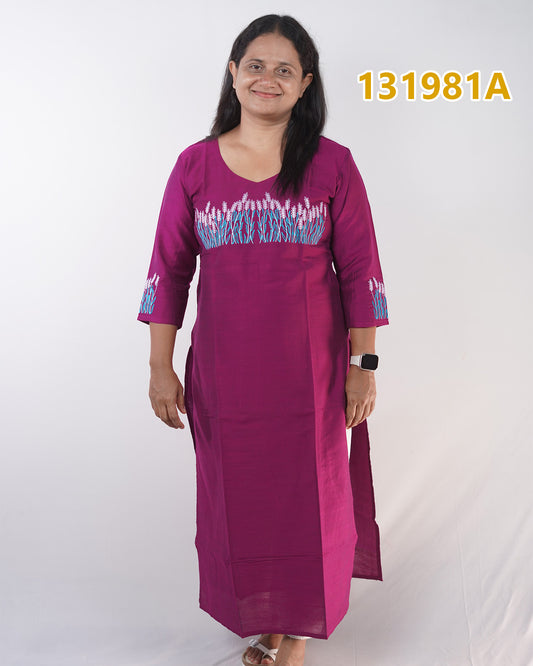 Cotton Silk Embroidery Kurthi Collections – Elegant Ethnic Wear (Code: 131981)